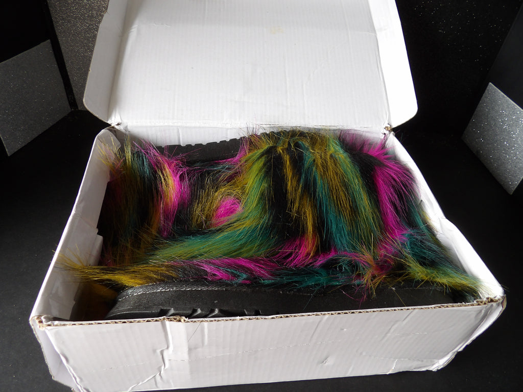 Fanhong Rainbow Faux Fur Winter Boots – Multicolor (Size US Women's 6)-Savage!