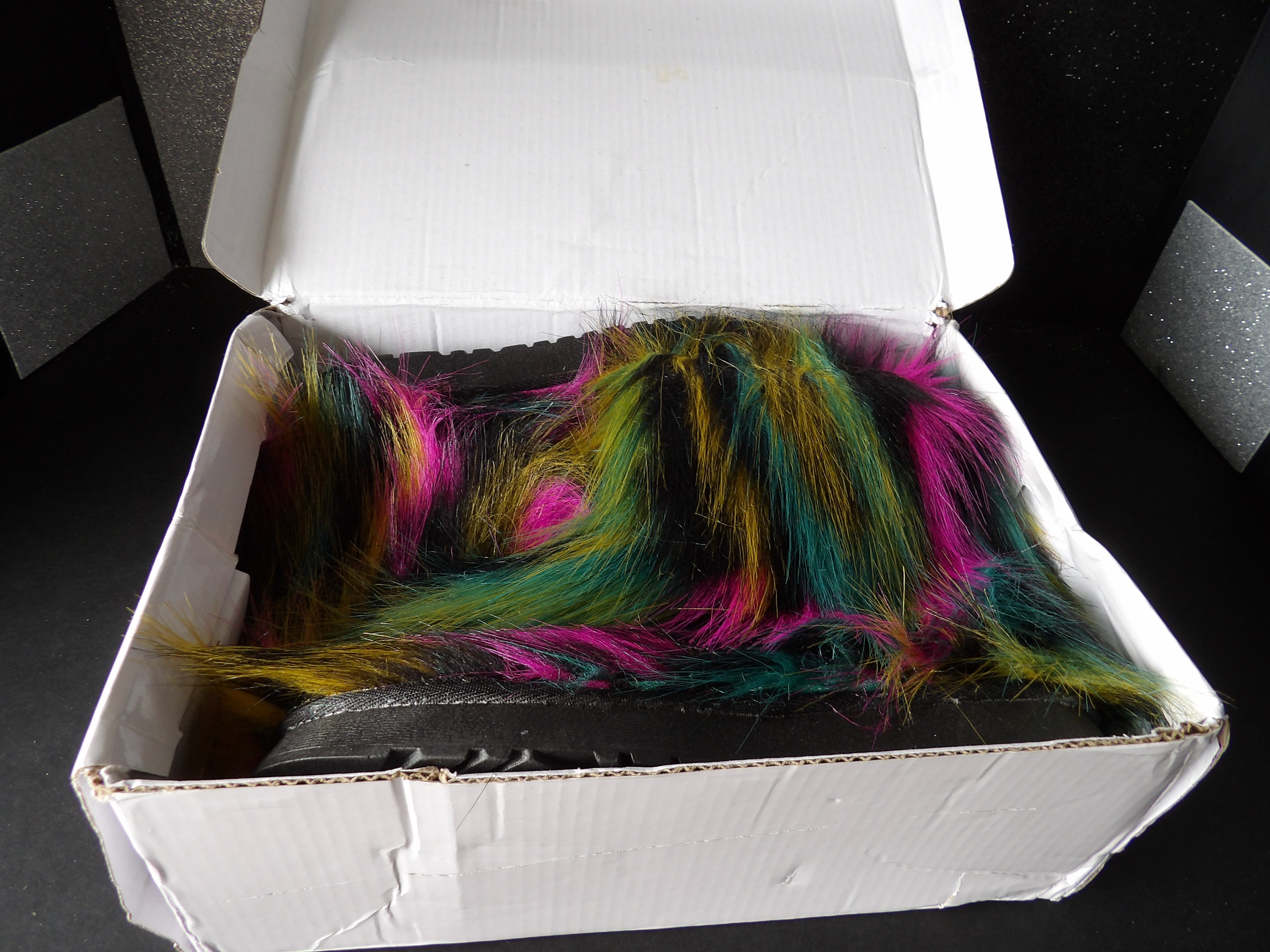 Fanhong Rainbow Faux Fur Winter Boots – Multicolor (Size US Women's 6)-Savage!