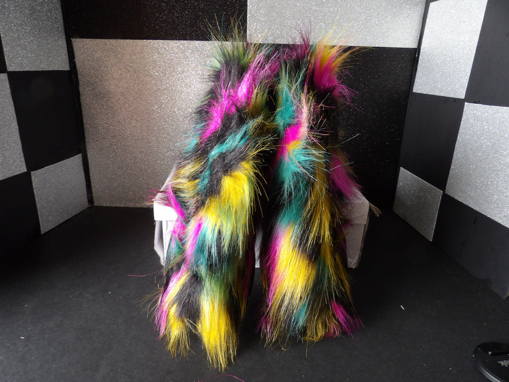 Fanhong Rainbow Faux Fur Winter Boots – Multicolor (Size US Women's 6)-Savage!