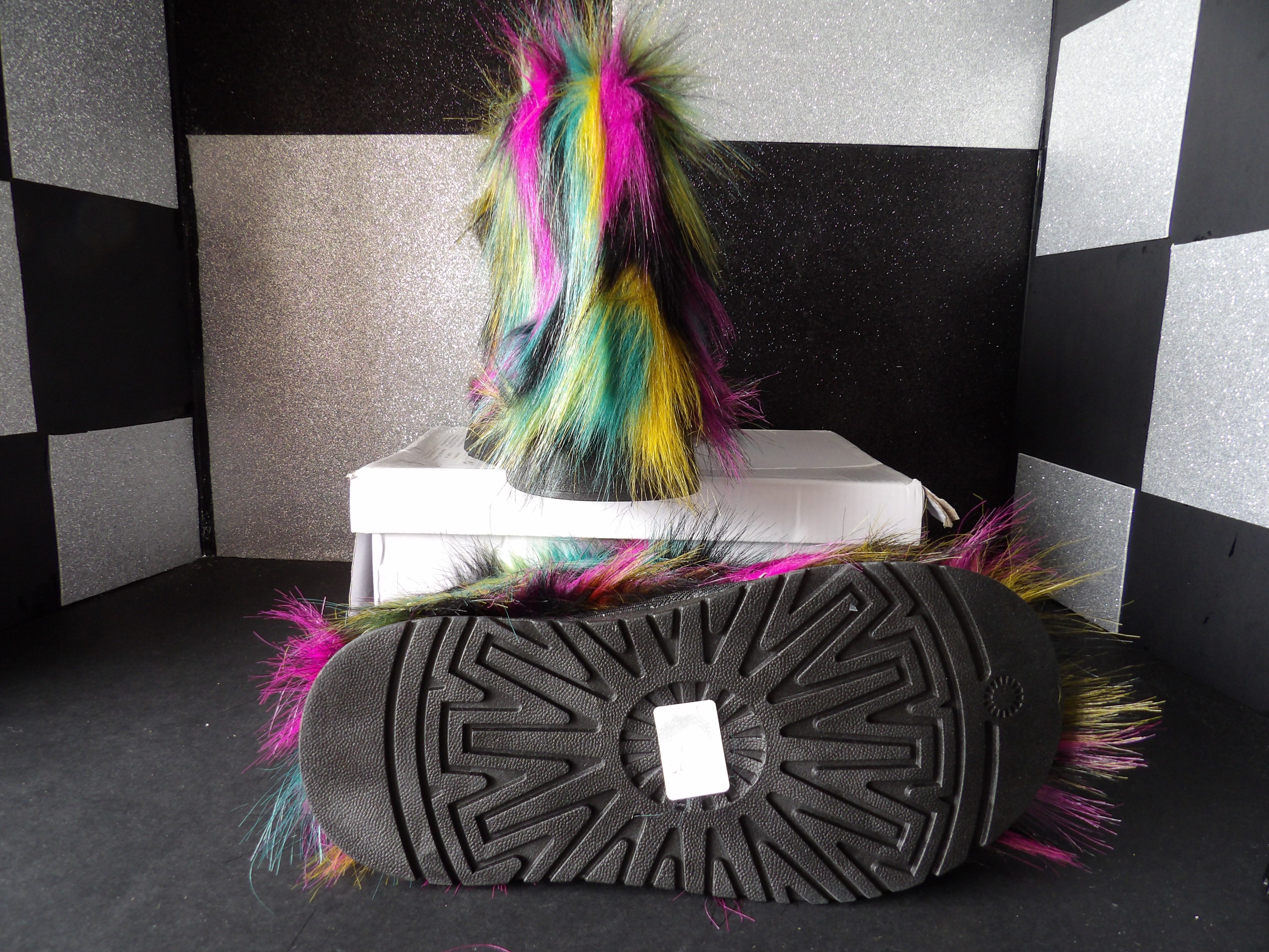 Fanhong Rainbow Faux Fur Winter Boots – Multicolor (Size US Women's 6)-Savage!