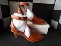 Ashro Ankle Strap Peep Toe Heels – Cognac Brown (Size US Women's 11)