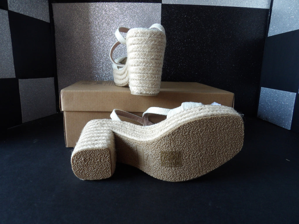 Weibena Platform Espadrille Block Heel Sandals – Natural Beige (Size US Women's 6)