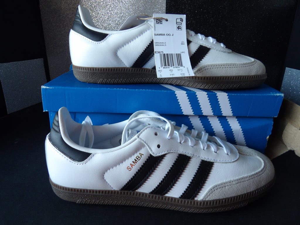 Adidas Samba OG J – Cloud White/Core Black/Gum (Size US Kids 5, Women's 6.5)