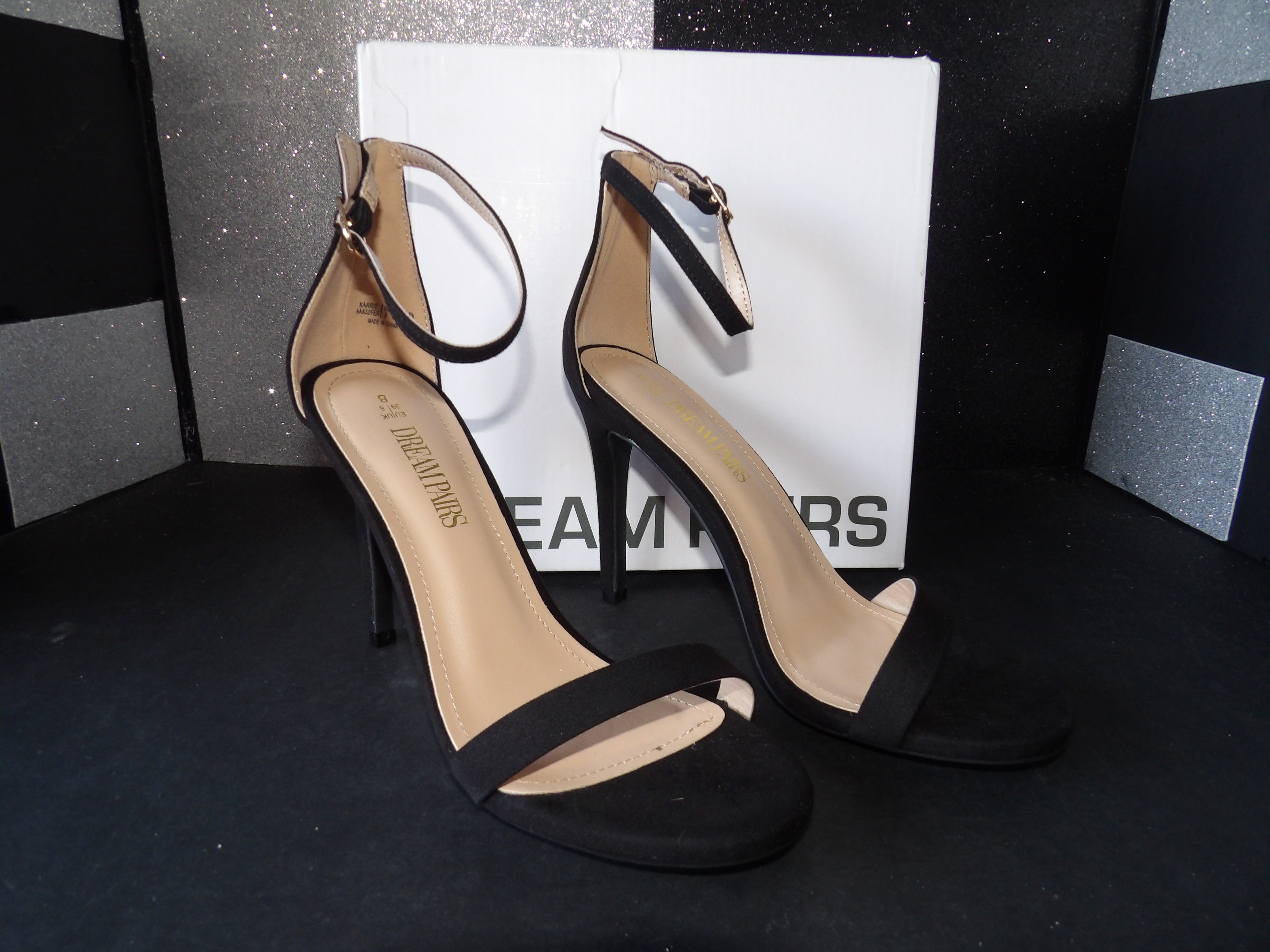 Dream Pairs KARRIE Ankle Strap Stiletto Sandals – Black (Size US Women's 8)