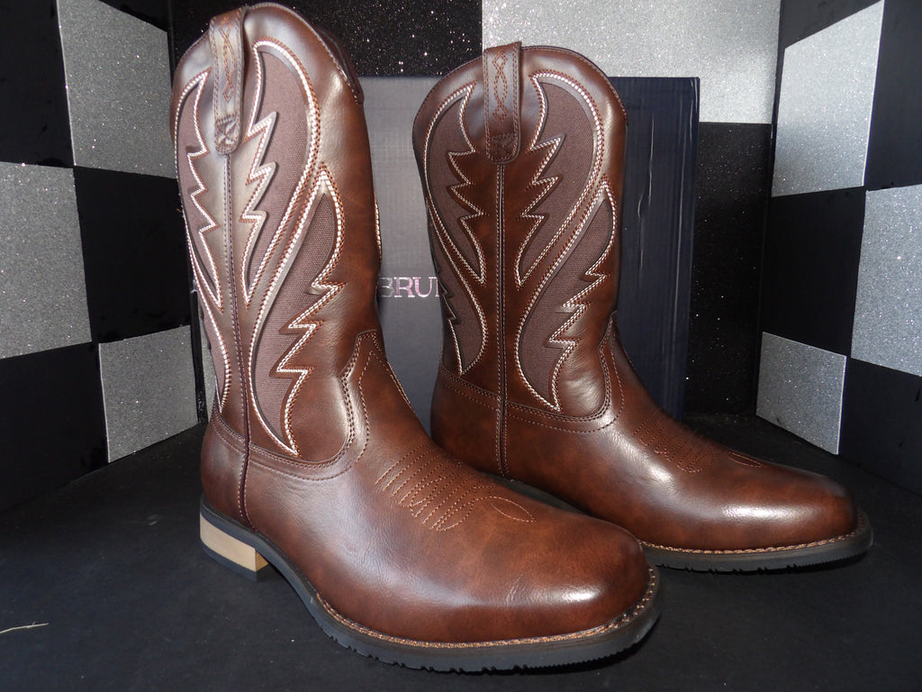 Bruno Marc BMUMMB2501 Embroidered Western Cowboy Boots – Coffee (Size US Men's 10)