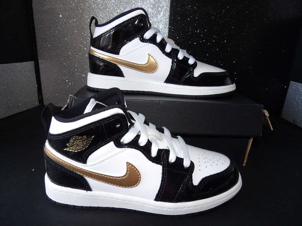 Air Jordan 1 Mid SE - Black/Metallic Gold/White (Size US 1Y)