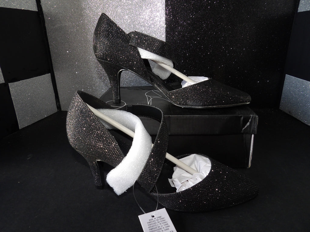 My Soft JD06 Mary Jane Pumps – Black Glitter (Size US Women's 7)