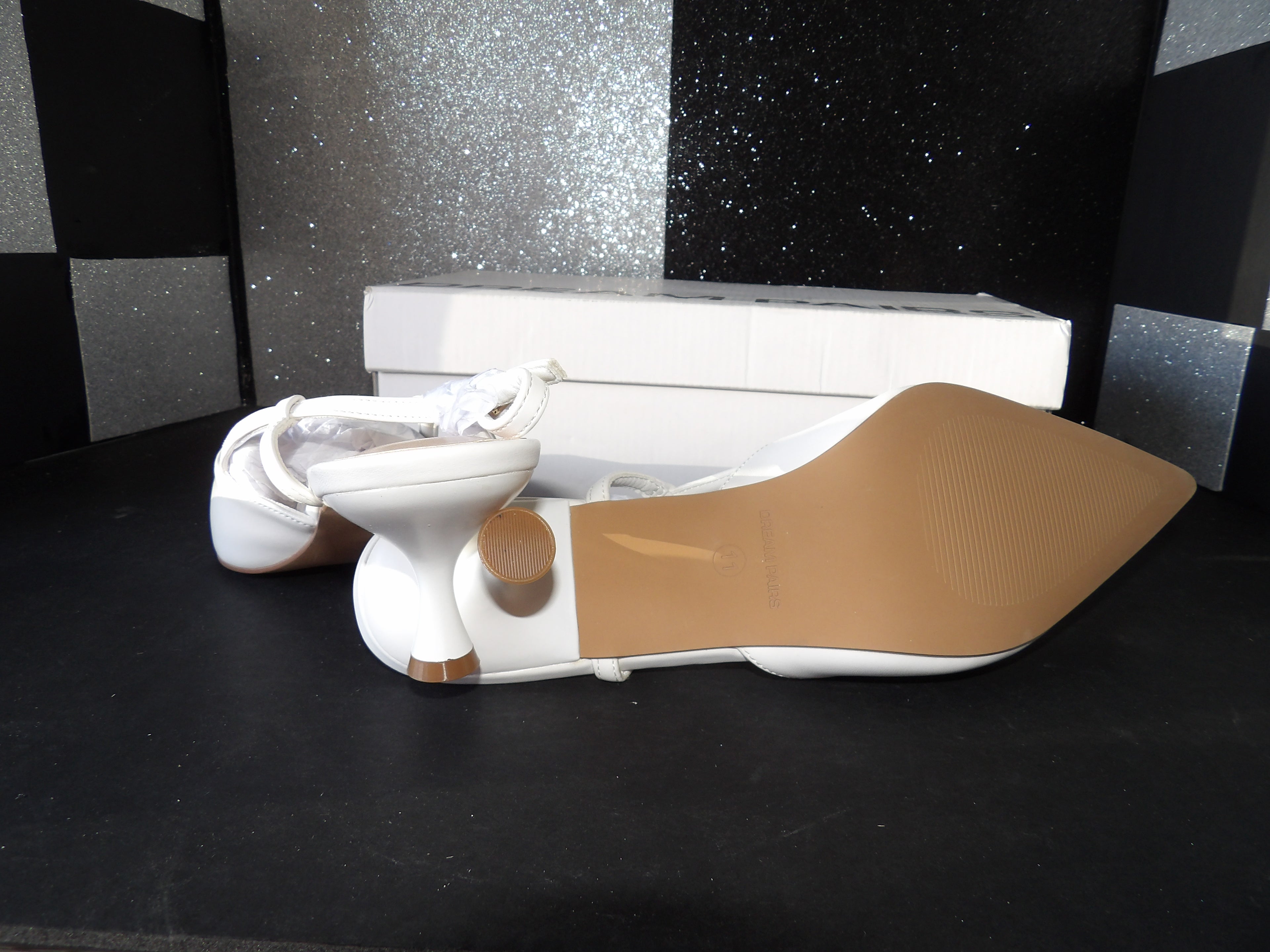 Dream Pairs Slingback Kitten Heel Pumps – White (Size US Women's 11)
