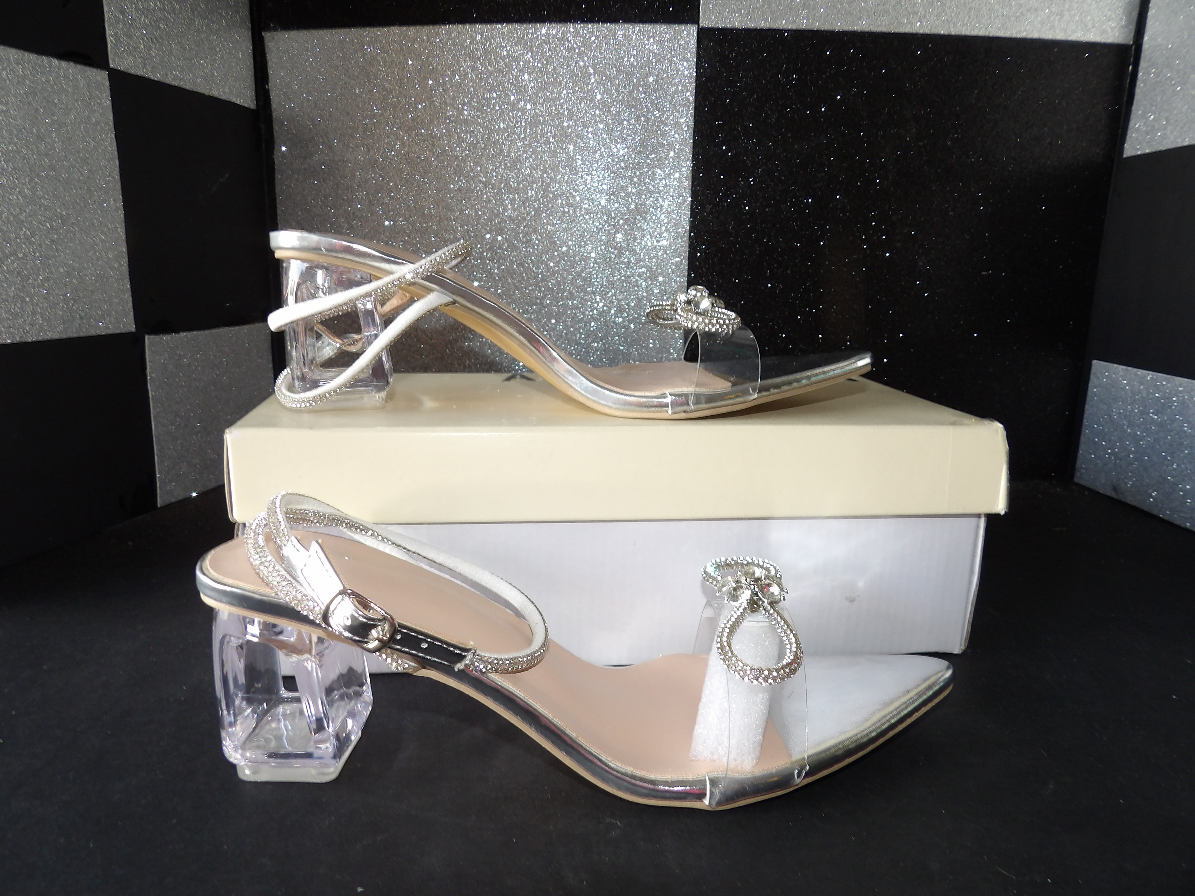 Anne Klein Heels- White/Clear (US Women's 8.5)