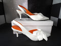 Fashion Shoes- White Heels With Bow (US Women's 6)