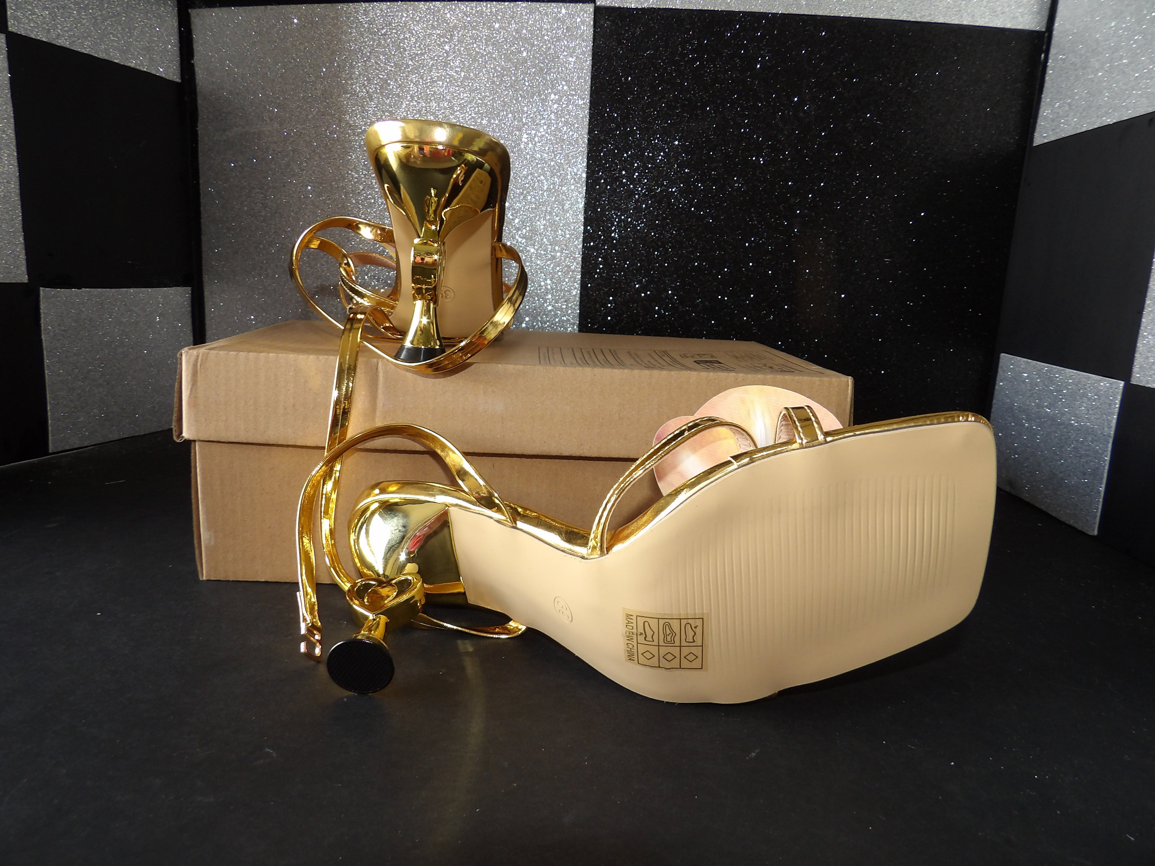 Flower Heels - Gold, Orange(US Women's 6)