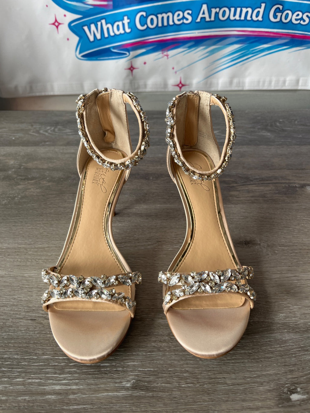 Jewel Badgley Mischka Jeweled Heel (Size W7.5)