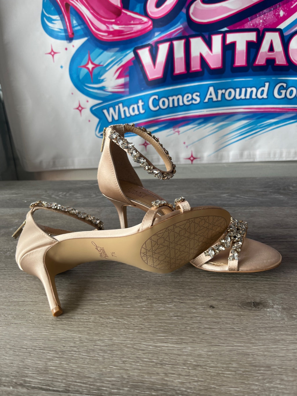 Jewel Badgley Mischka Jeweled Heel (Size W7.5)