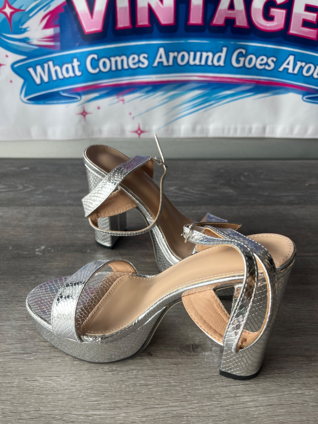 Shiny Disco Heels (Size W7.5)