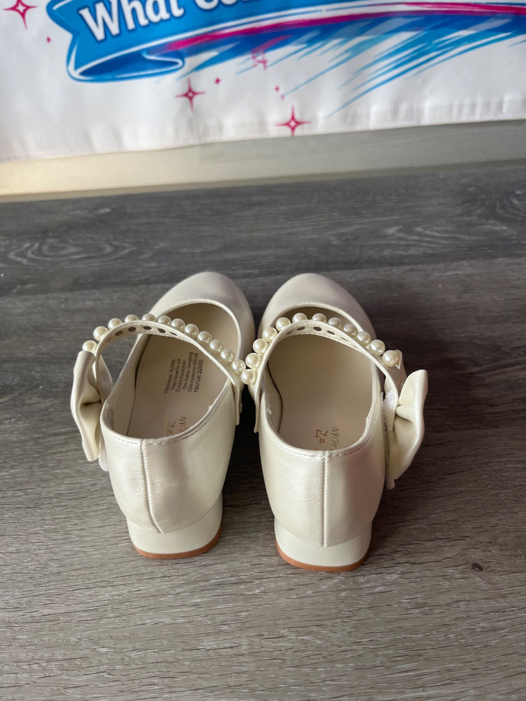 White Heels With Bow (Size 3.5)