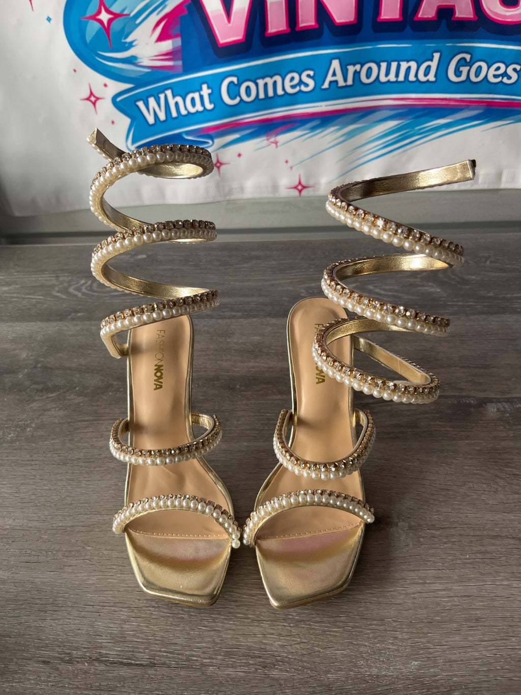 Fashion Nova Bedazzled Heels (Size W6.5)