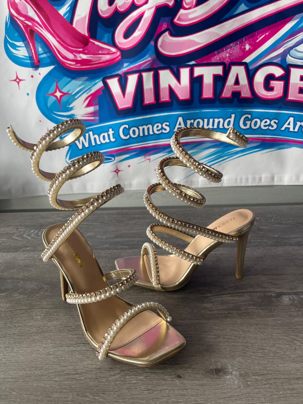 Fashion Nova Bedazzled Heels (Size W6.5)