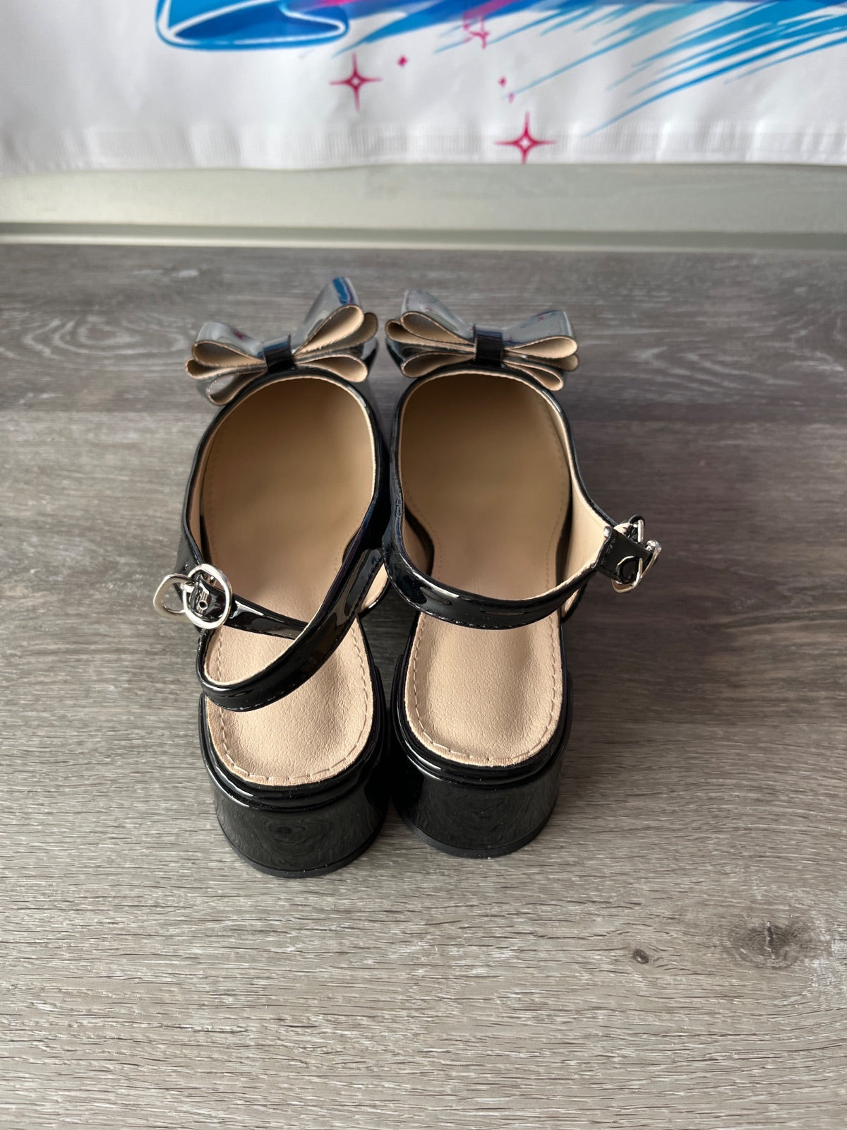 Black Bow Heels (Size W10)