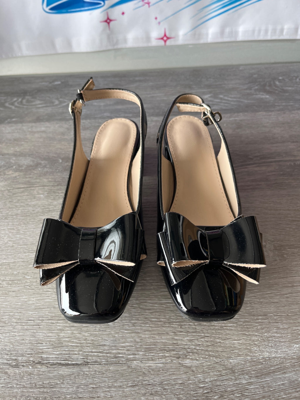 Black Bow Heels (Size W10)