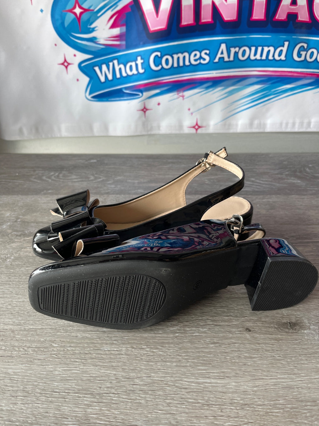 Black Bow Heels (Size W10)