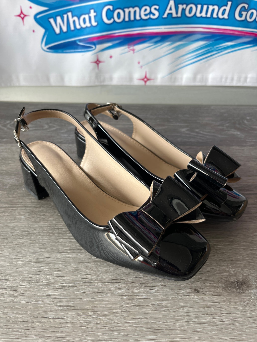 Black Bow Heels (Size W10)