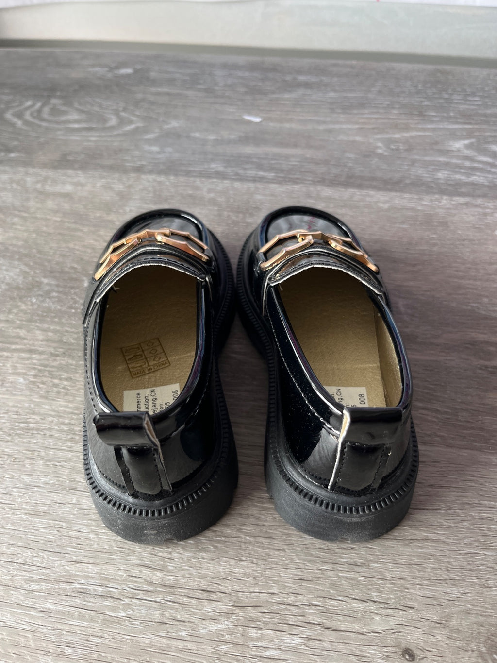 Black Loafers With Gold Chain (Size 8 Children's)
