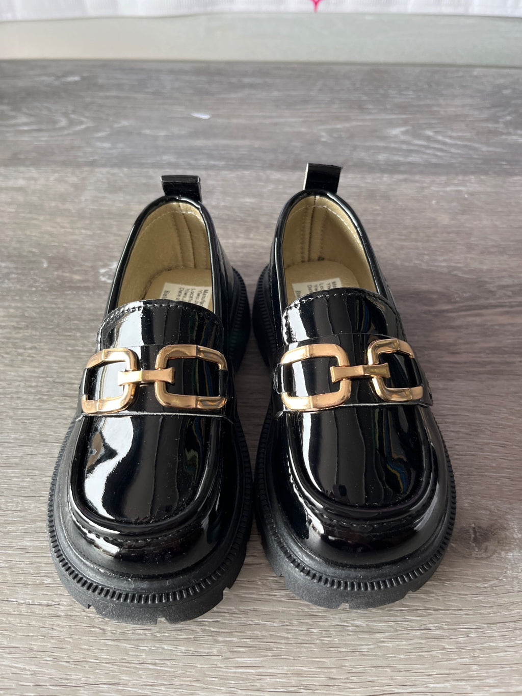 Black Loafers With Gold Chain (Size 8 Children's)