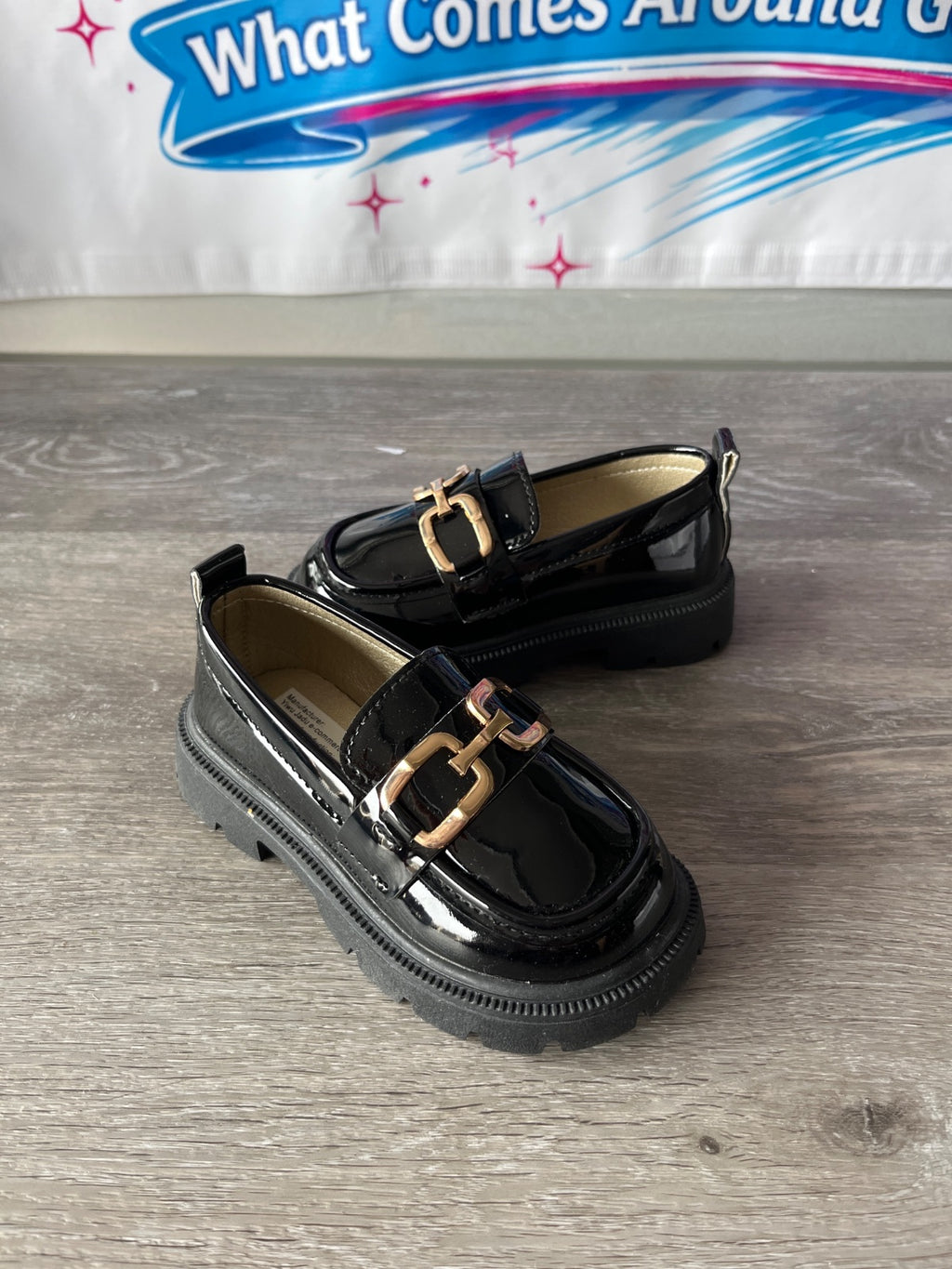 Black Loafers With Gold Chain (Size 8 Children's)