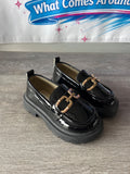 Black Loafers With Gold Chain (Size 8 Children's)