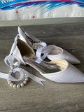 White Heel with Ribbons and Beads (Size W8.5)