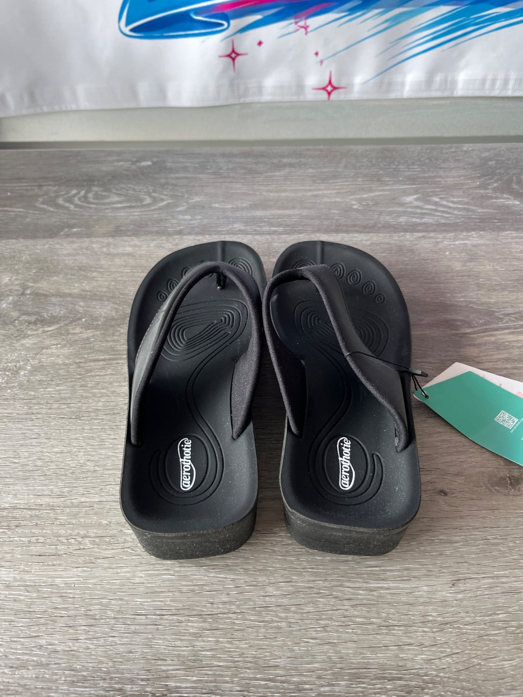 Aerothotic Black Flip Flops (Size W7.5)