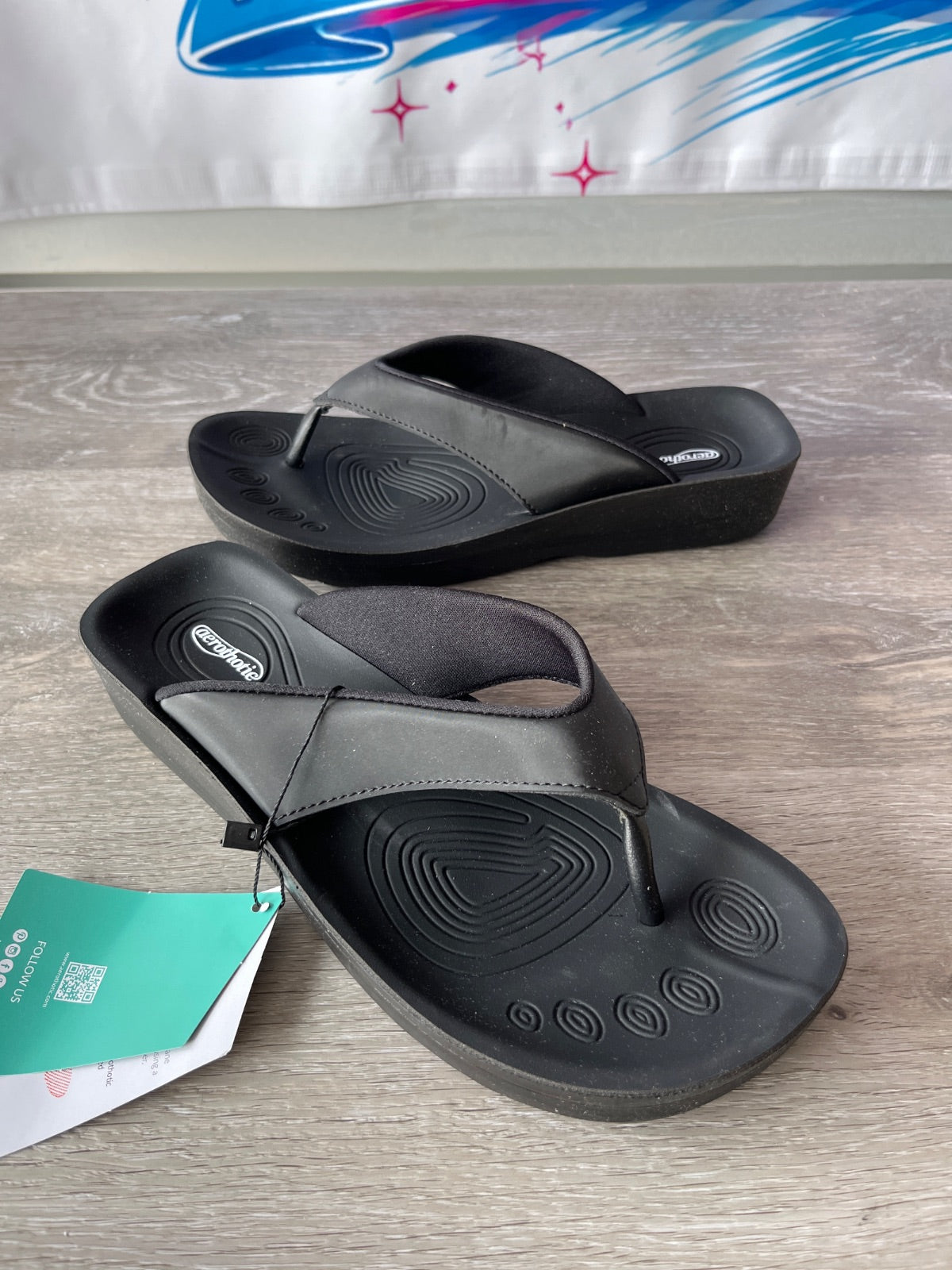 Aerothotic Black Flip Flops (Size W7.5)