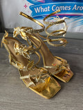 Gold Block Heel With Butterflies (Size W9.5)