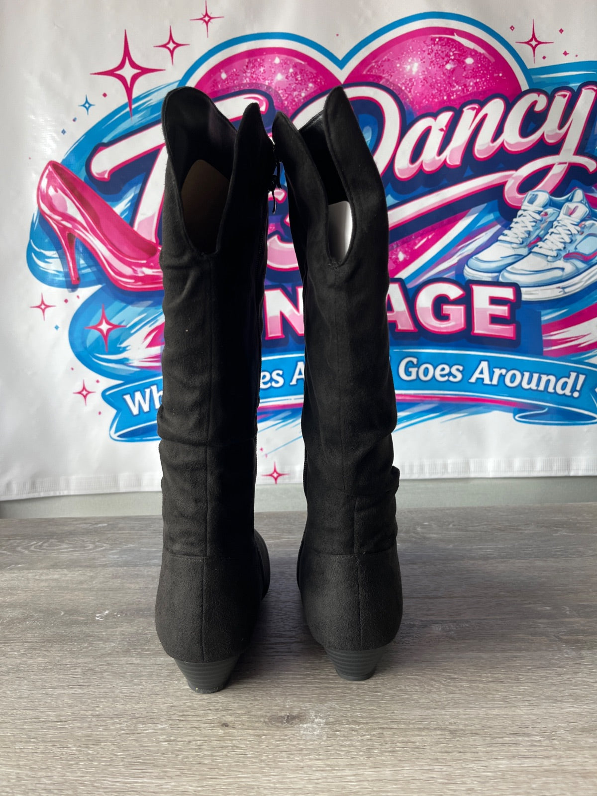 Amanda D’laurie Black Suede Boots (Size W8.5)