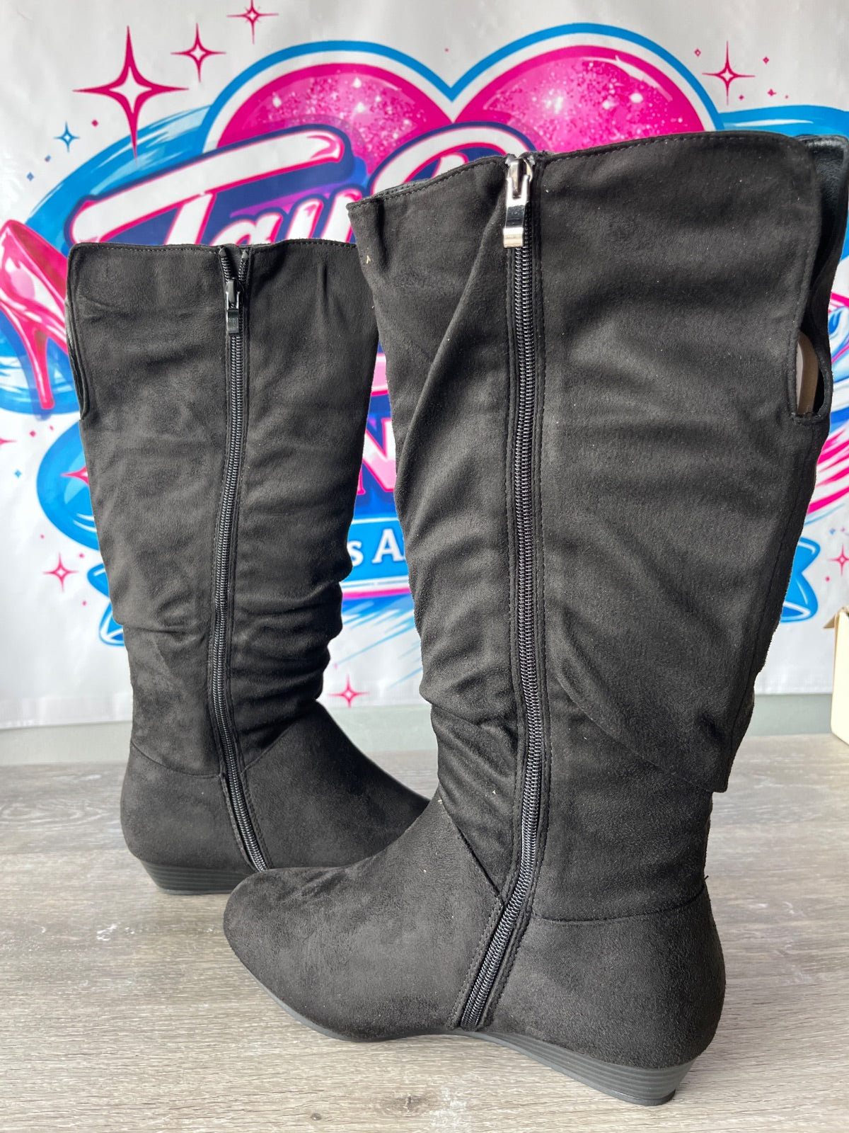 Amanda D’laurie Black Suede Boots (Size W8.5)