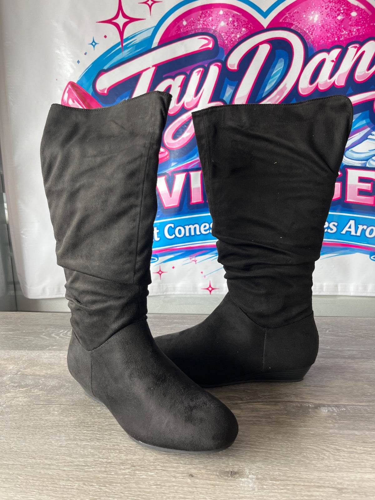 Amanda D’laurie Black Suede Boots (Size W8.5)