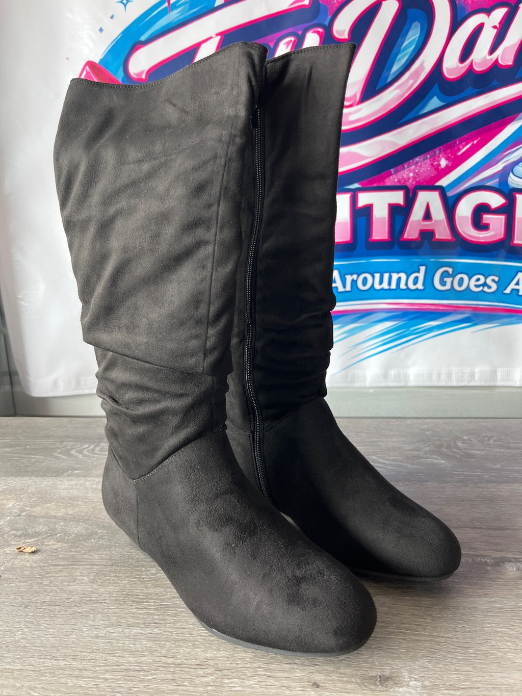 Amanda D’laurie Black Suede Boots (Size W8.5)