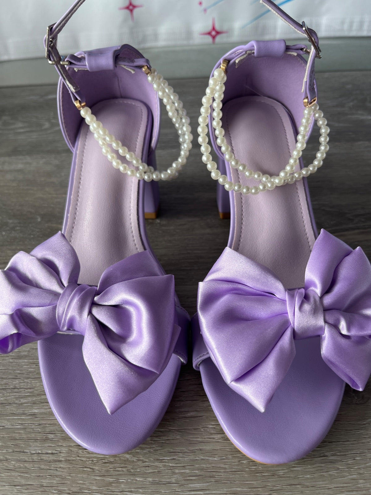Purple Bow Block Heels (Size W7)
