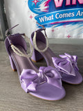 Purple Bow Block Heels (Size W7)