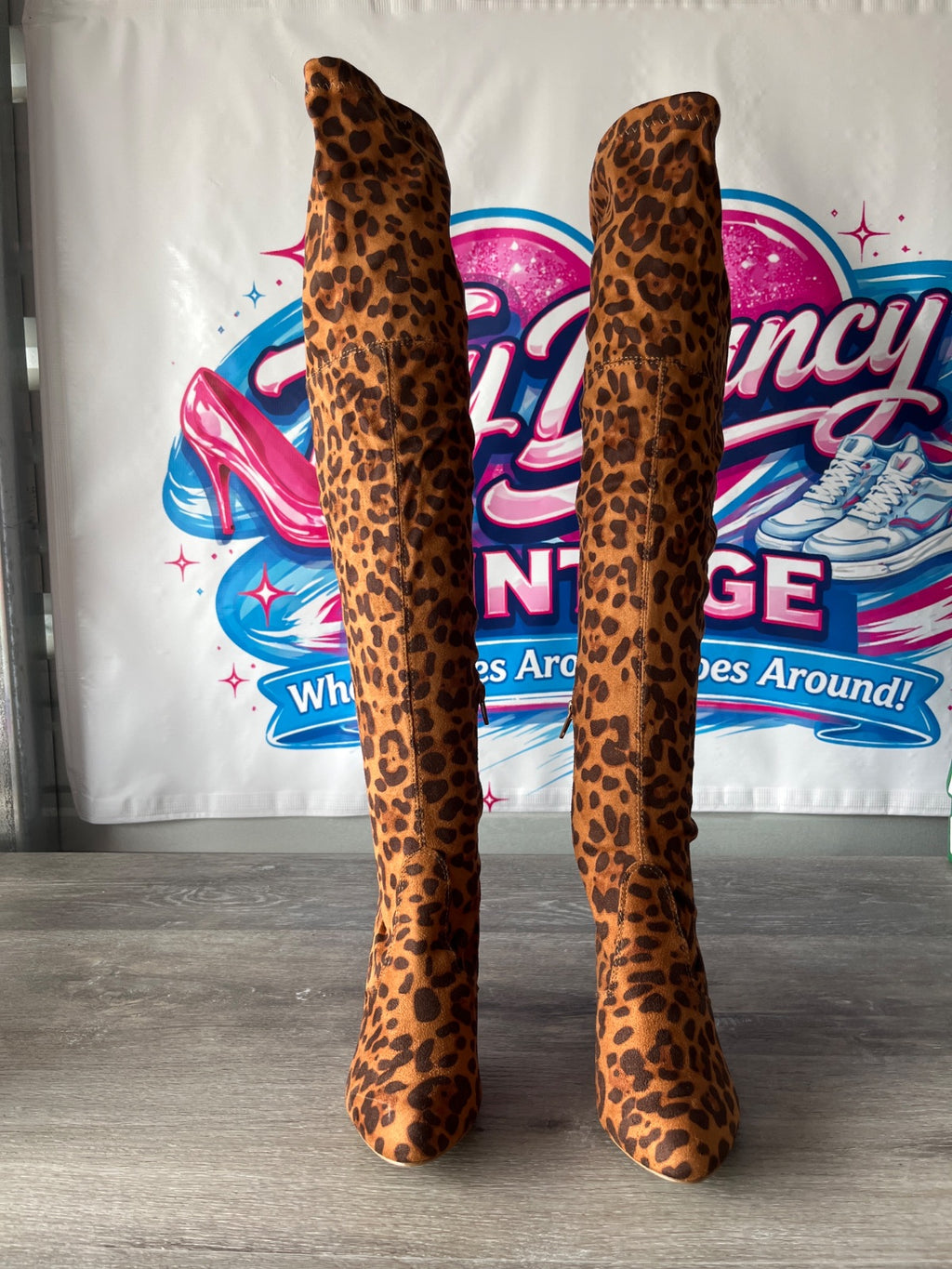 Wild Diva Tall Cheeta Boots (Size W6.5)