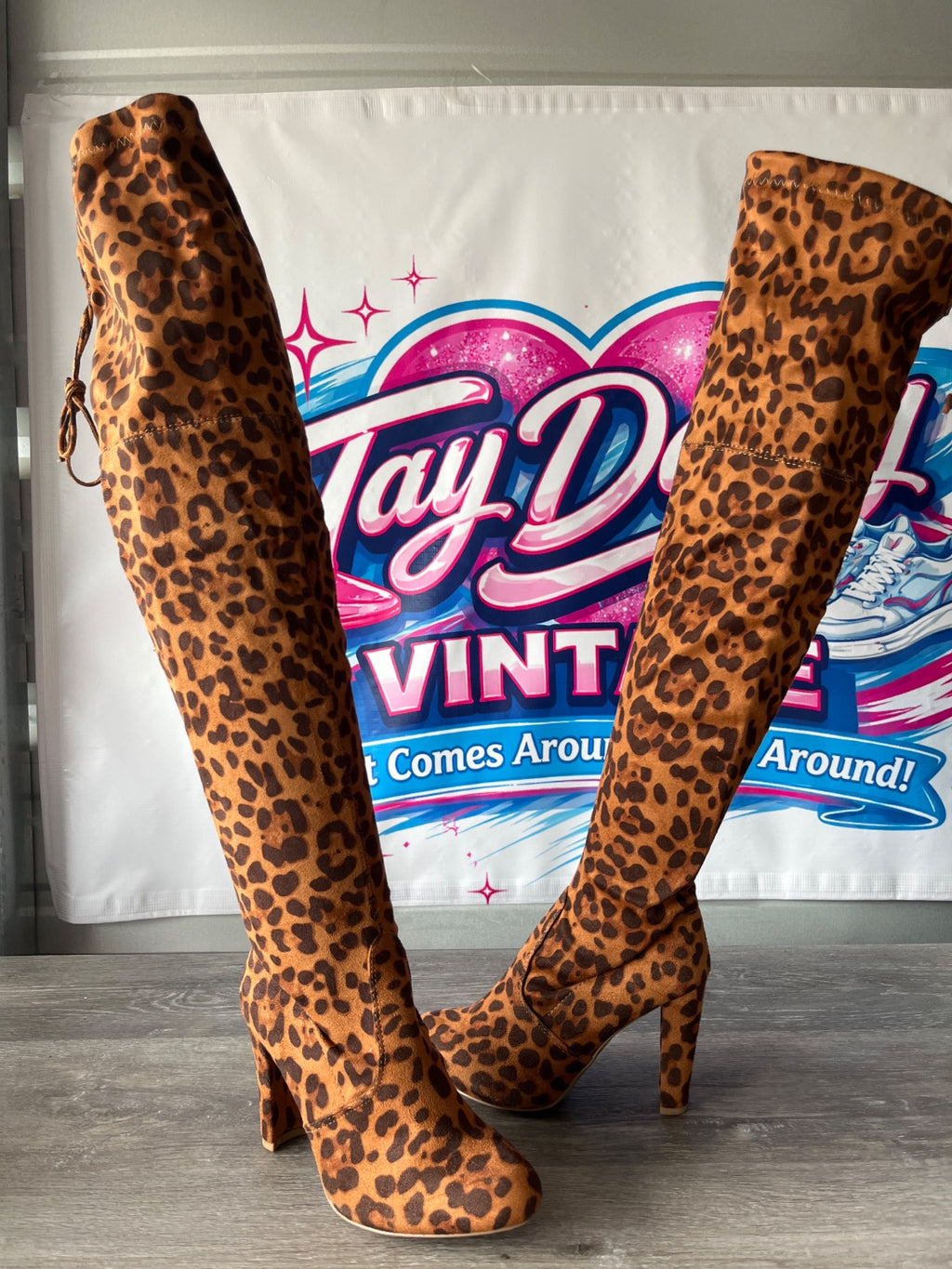 Wild Diva Tall Cheeta Boots (Size W6.5)