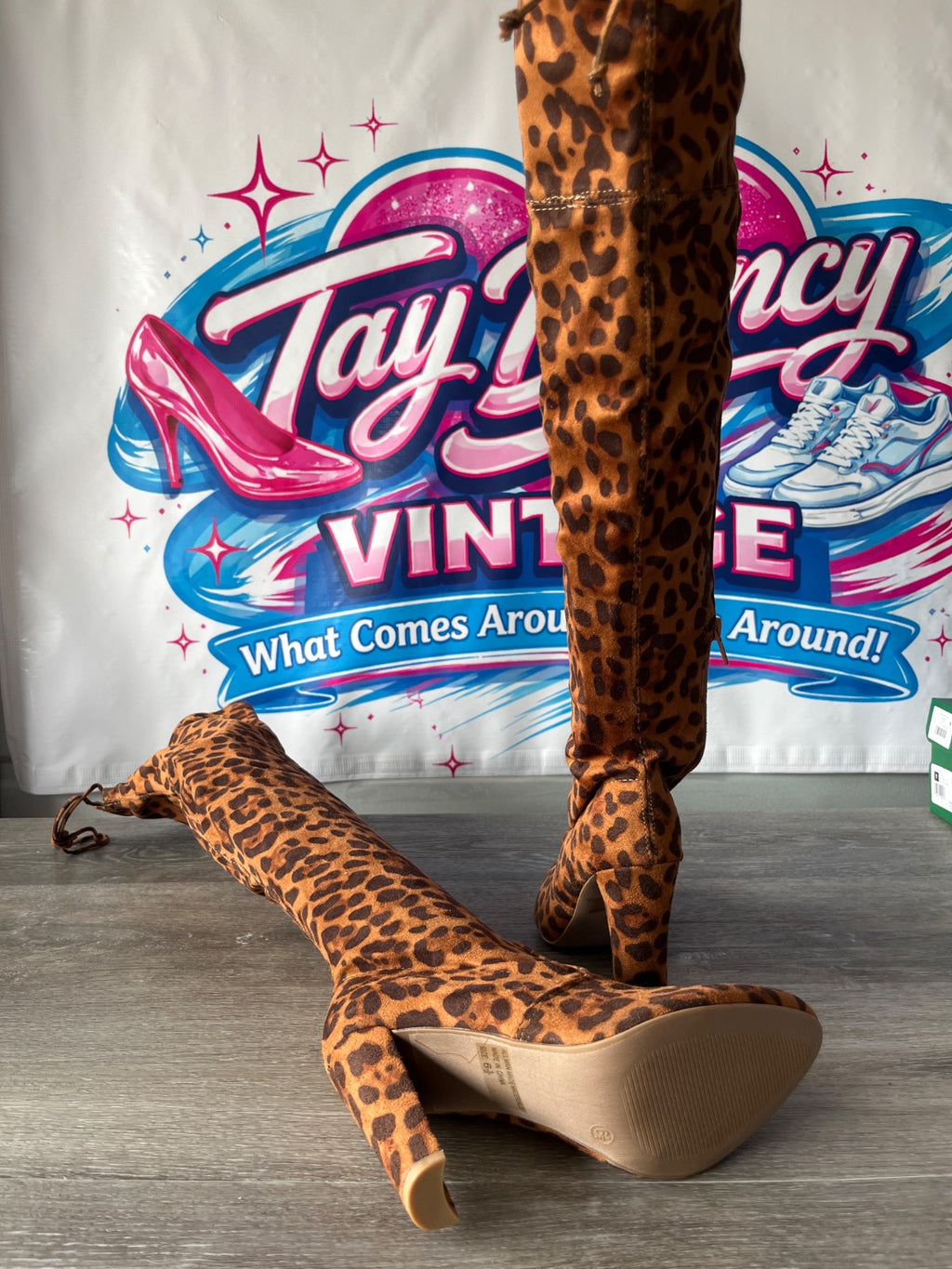 Wild Diva Tall Cheeta Boots (Size W6.5)