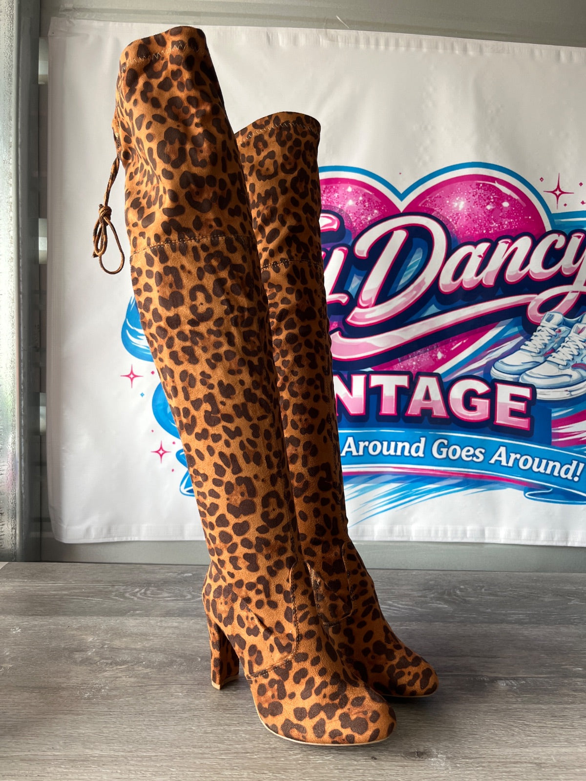 Wild Diva Tall Cheeta Boots (Size W6.5)