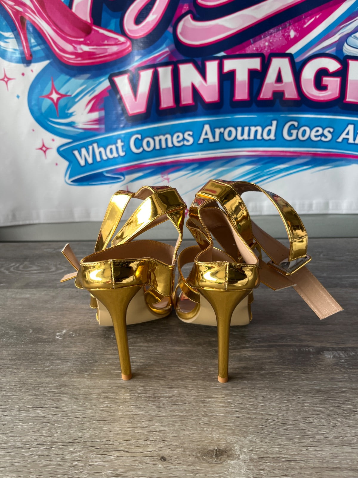 Strappy Gold Heels (Size W7)