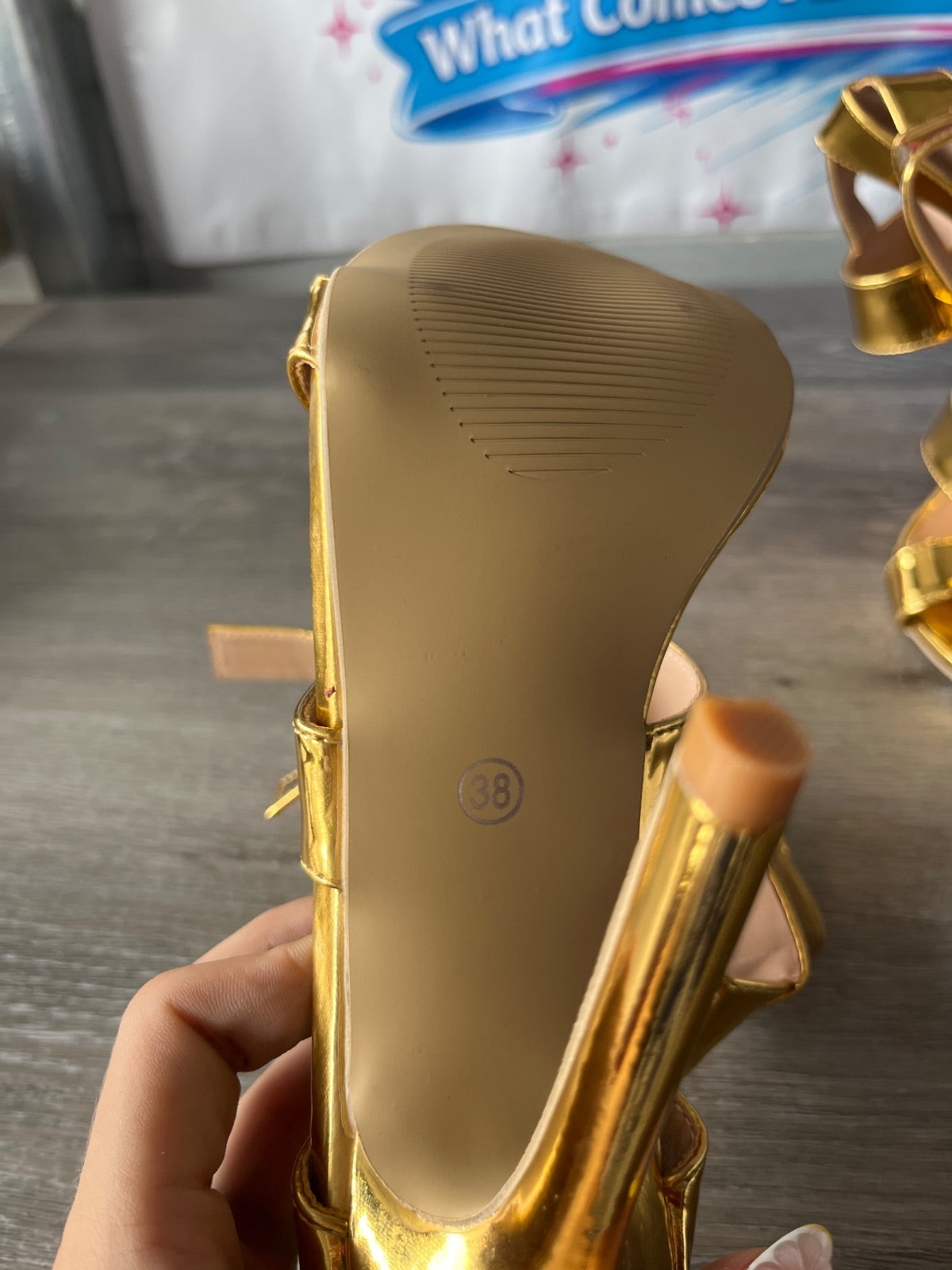 Strappy Gold Heels (Size W7)