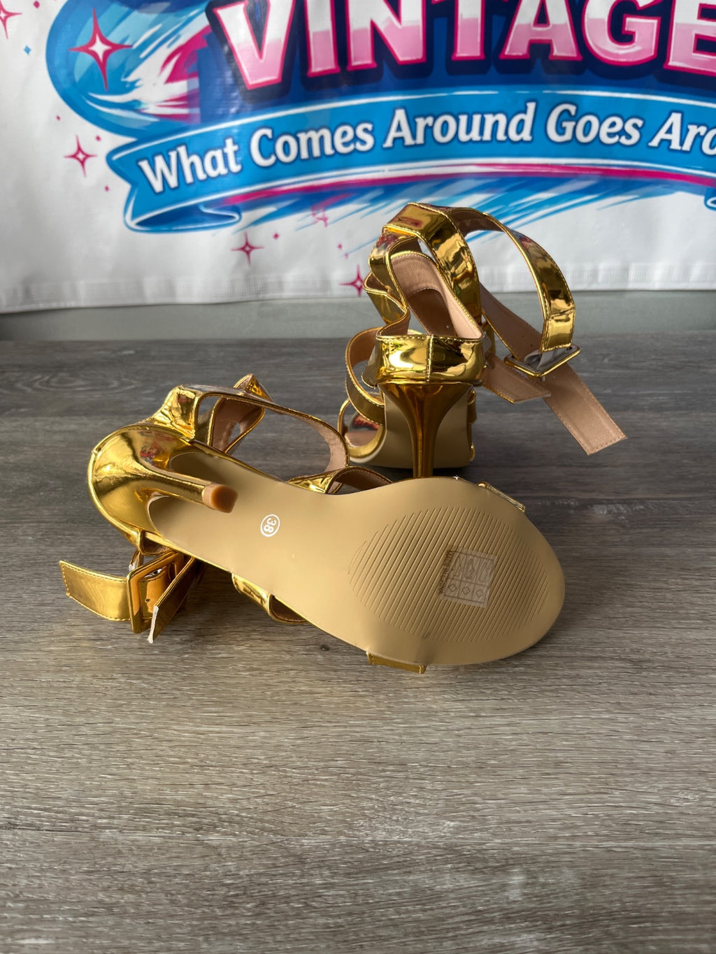 Strappy Gold Heels (Size W7)