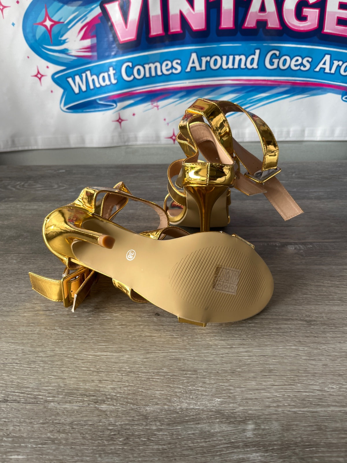 Strappy Gold Heels (Size W7)