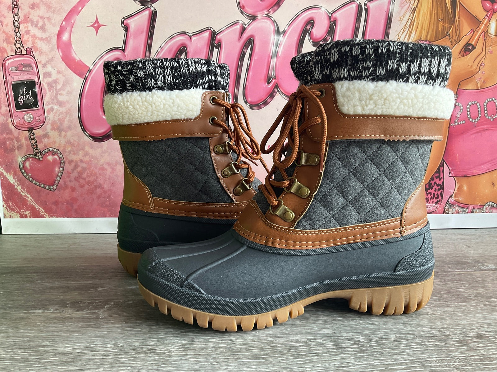 Aleader Brown Gray Winter Boot (Size W8)