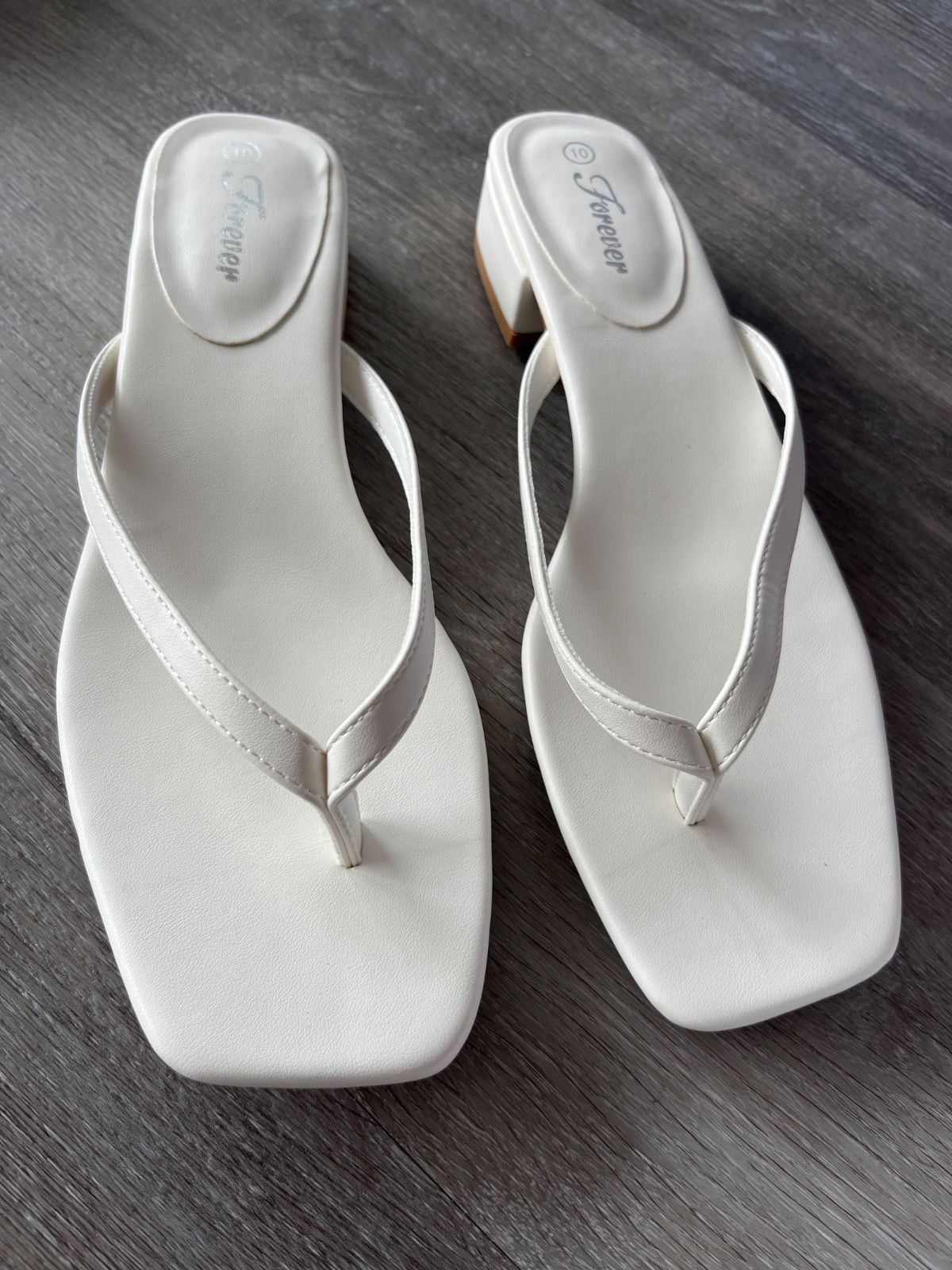 Forever White Flip Flops (Size 10)