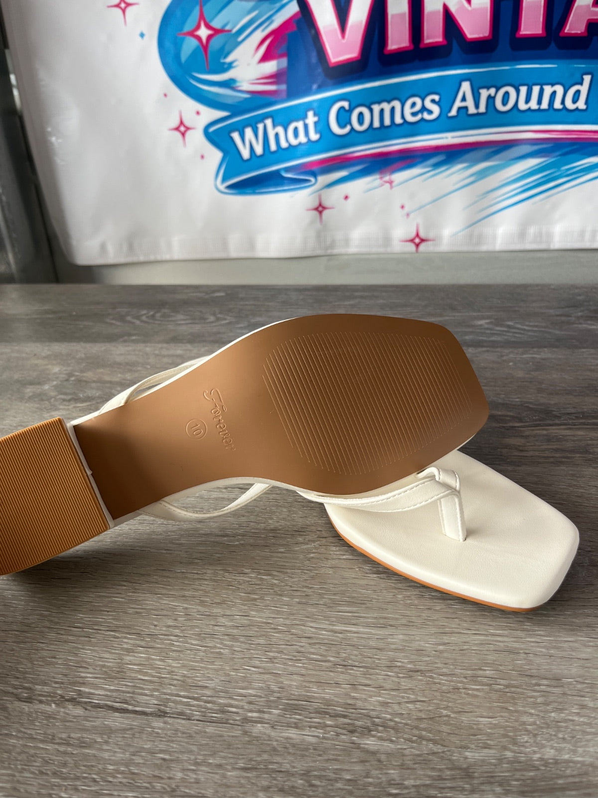 Forever White Flip Flops (Size 10)